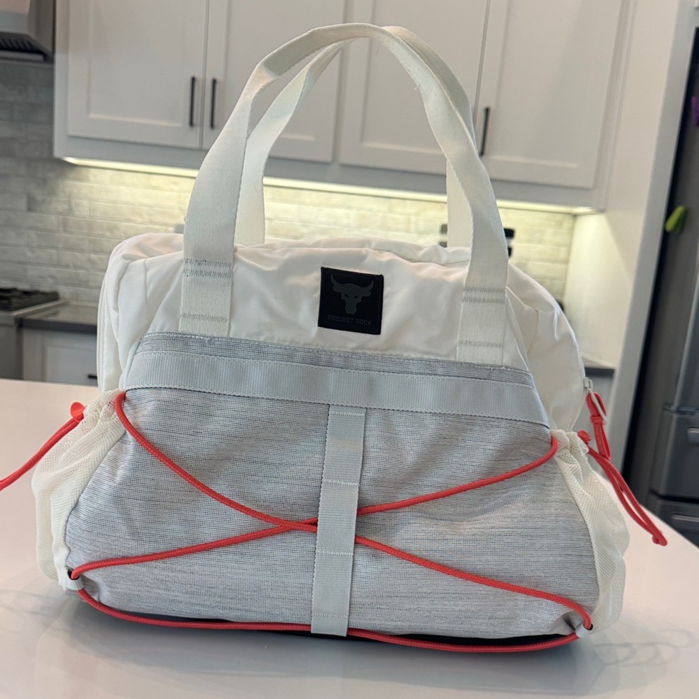 Premium White and Gray Gym Bag